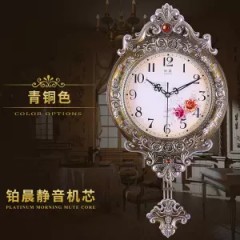 歐式創(chuàng)意客廳靜音掛鐘時尚藝術(shù)石英鐘時鐘臥室壁搖擺豪華鐘表