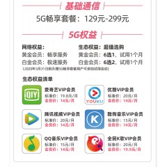 中國電信 129元套餐  【下訂單，中國郵政快遞包郵到家?！? width=